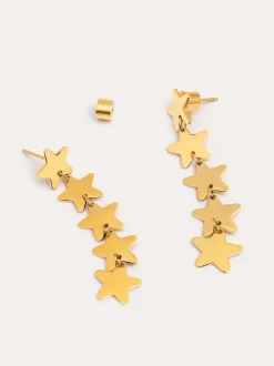 Pendientes Five Stars Acero Baño Oro