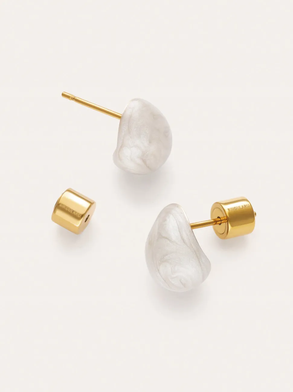 Pendientes Gota Enamel Alea Blanco Acero Baño Oro