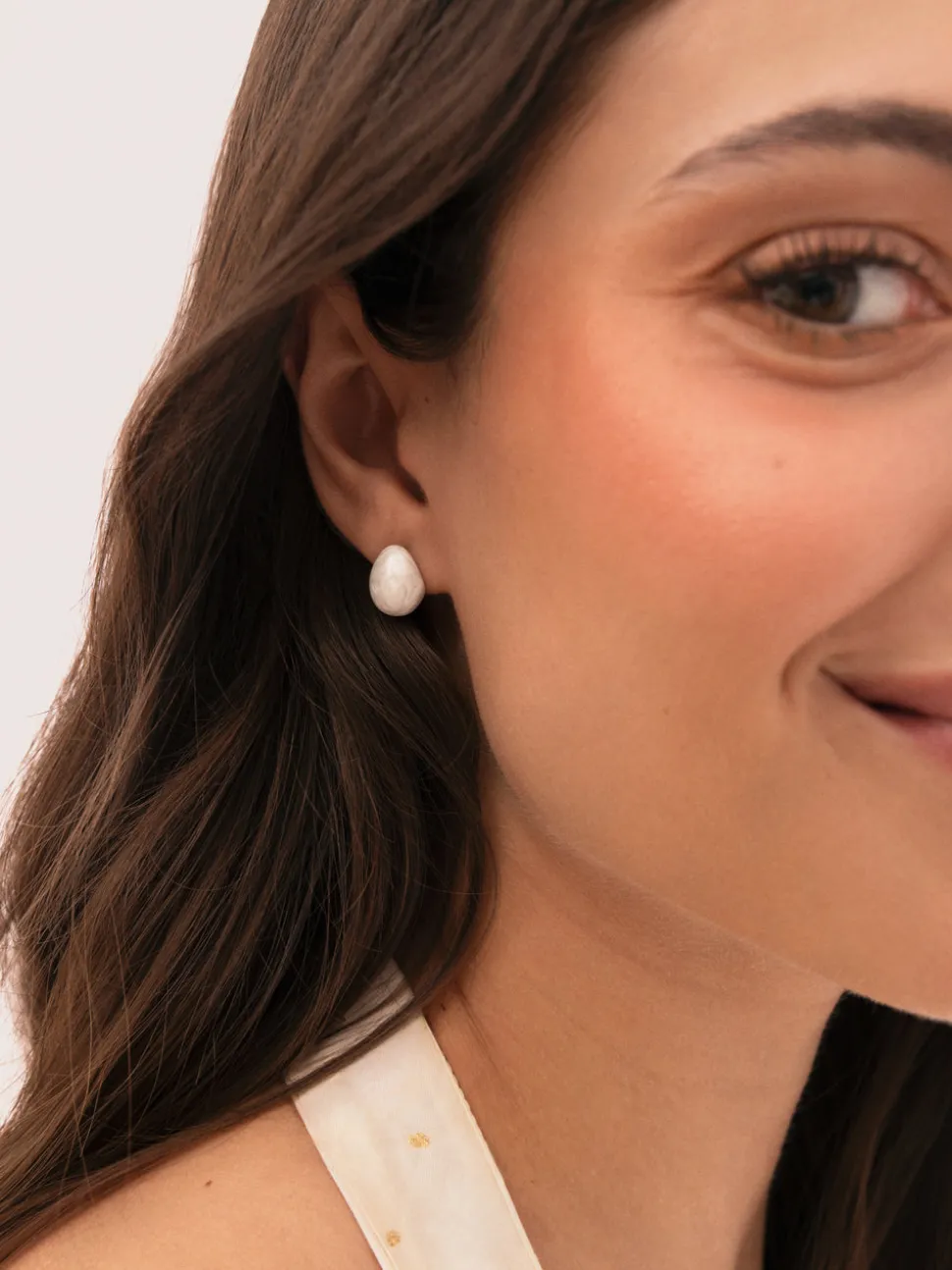 Pendientes Gota Enamel Alea Blanco Acero Baño Oro
