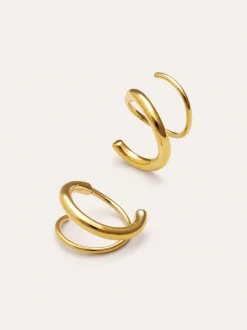 Pendientes Gota Spiral Acero Baño Oro
