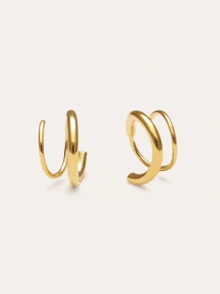 Pendientes Gota Spiral Acero Baño Oro