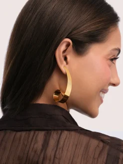 Pendientes Long Caracola Acero Baño Oro