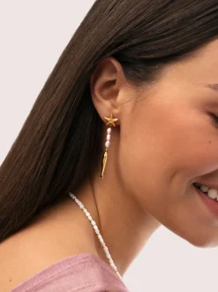 Pendientes Long Costa Acero Baño Oro