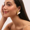 Pendientes Mejillón Enamel Acero Baño Oro