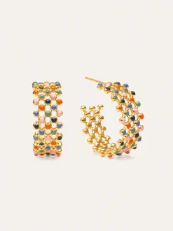 Pendientes Mini Bomb Enamel Acero Baño Oro