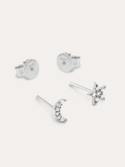 Pendientes Moon & Star Plata