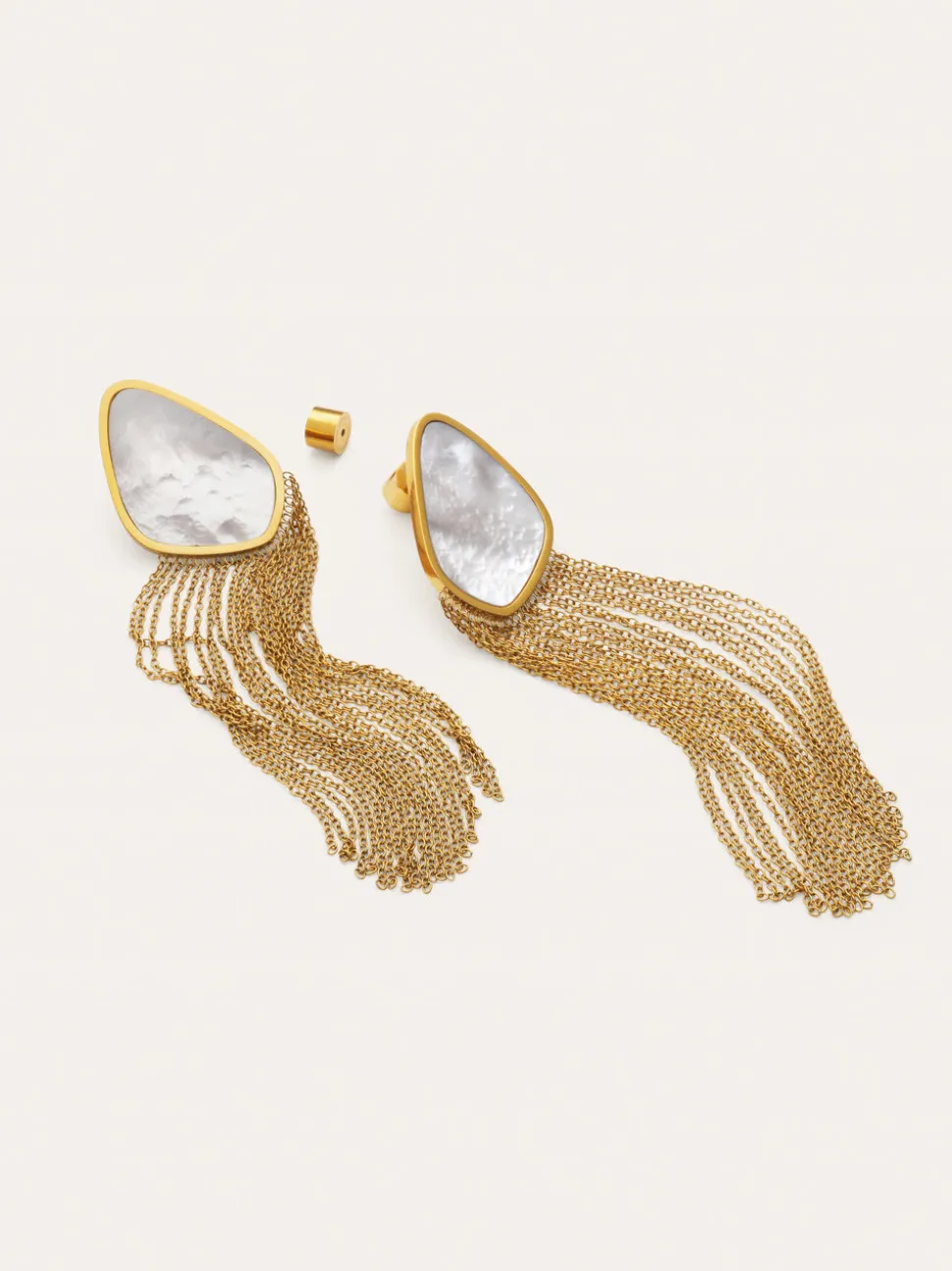 Pendientes Nácar Cascada Acero Baño Oro