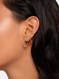Pendientes Pebbles Sun Acero Baño Oro