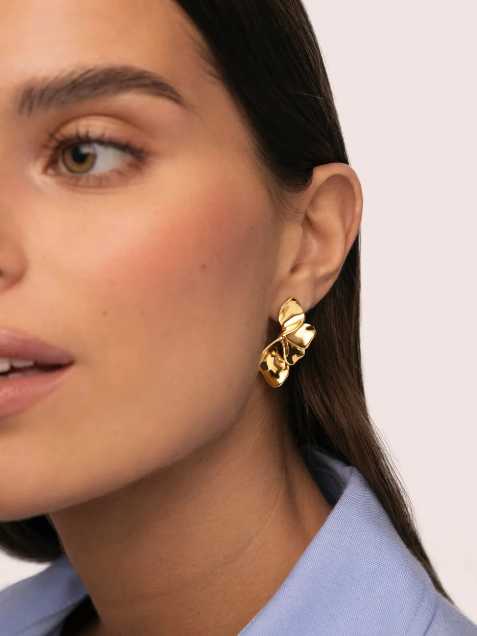 Pendientes Petal Acero Baño Oro