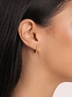 Pendientes Pirámide Acero Baño Oro
