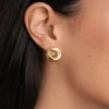 Pendientes Órbita Acero Baño Oro