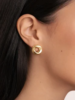 Pendientes Órbita Acero Baño Oro
