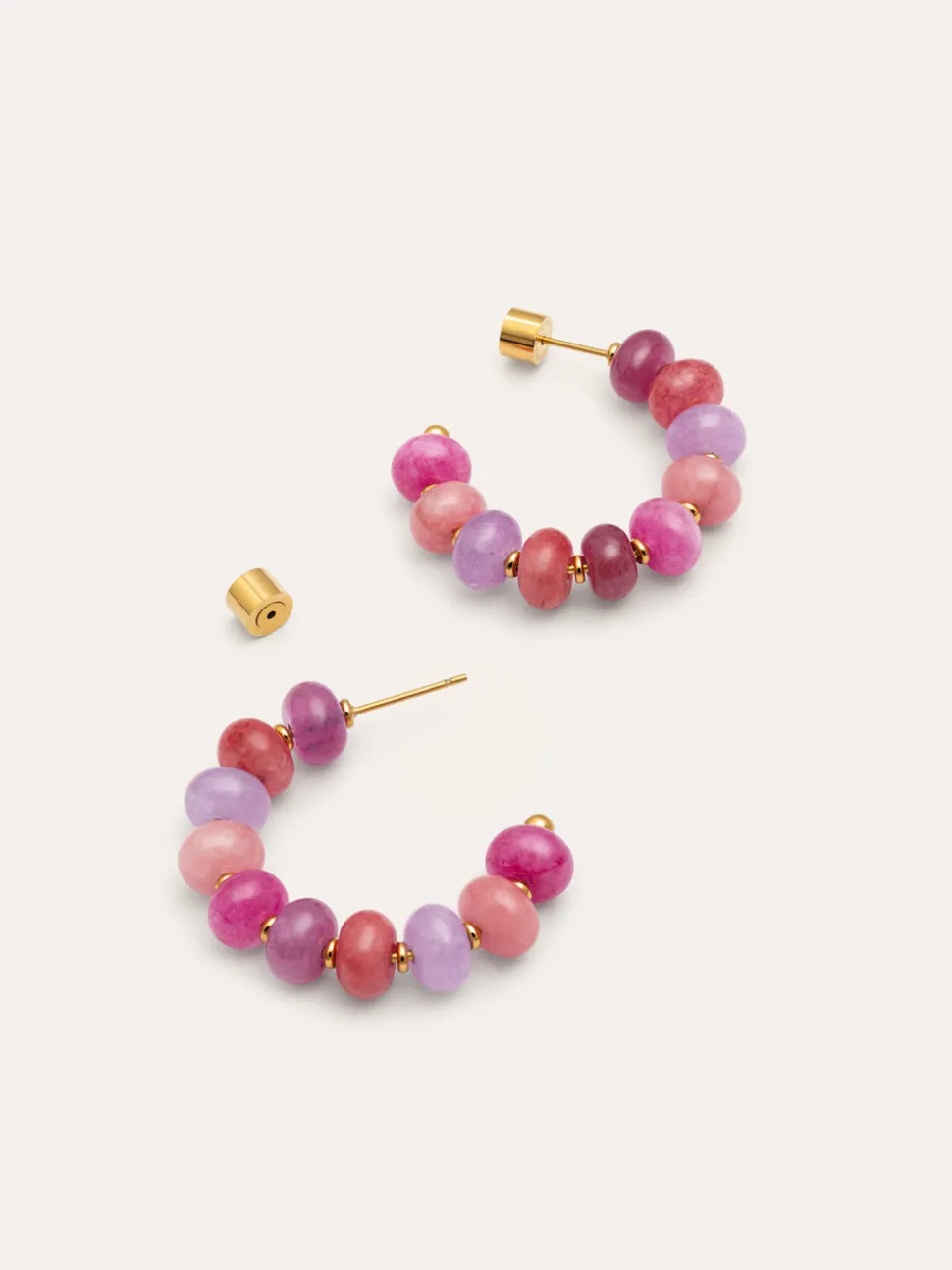 Pendientes Rosé Stones Acero Baño Oro
