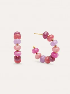Pendientes Rosé Stones Acero Baño Oro