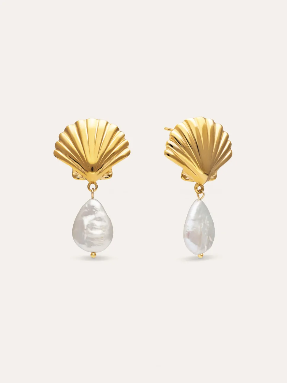 Pendientes Shelly Perla Acero Baño Oro