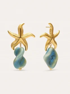 Pendientes Starfish Wave Acero Baño Oro