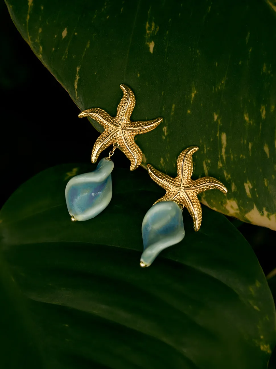 Pendientes Starfish Wave Acero Baño Oro