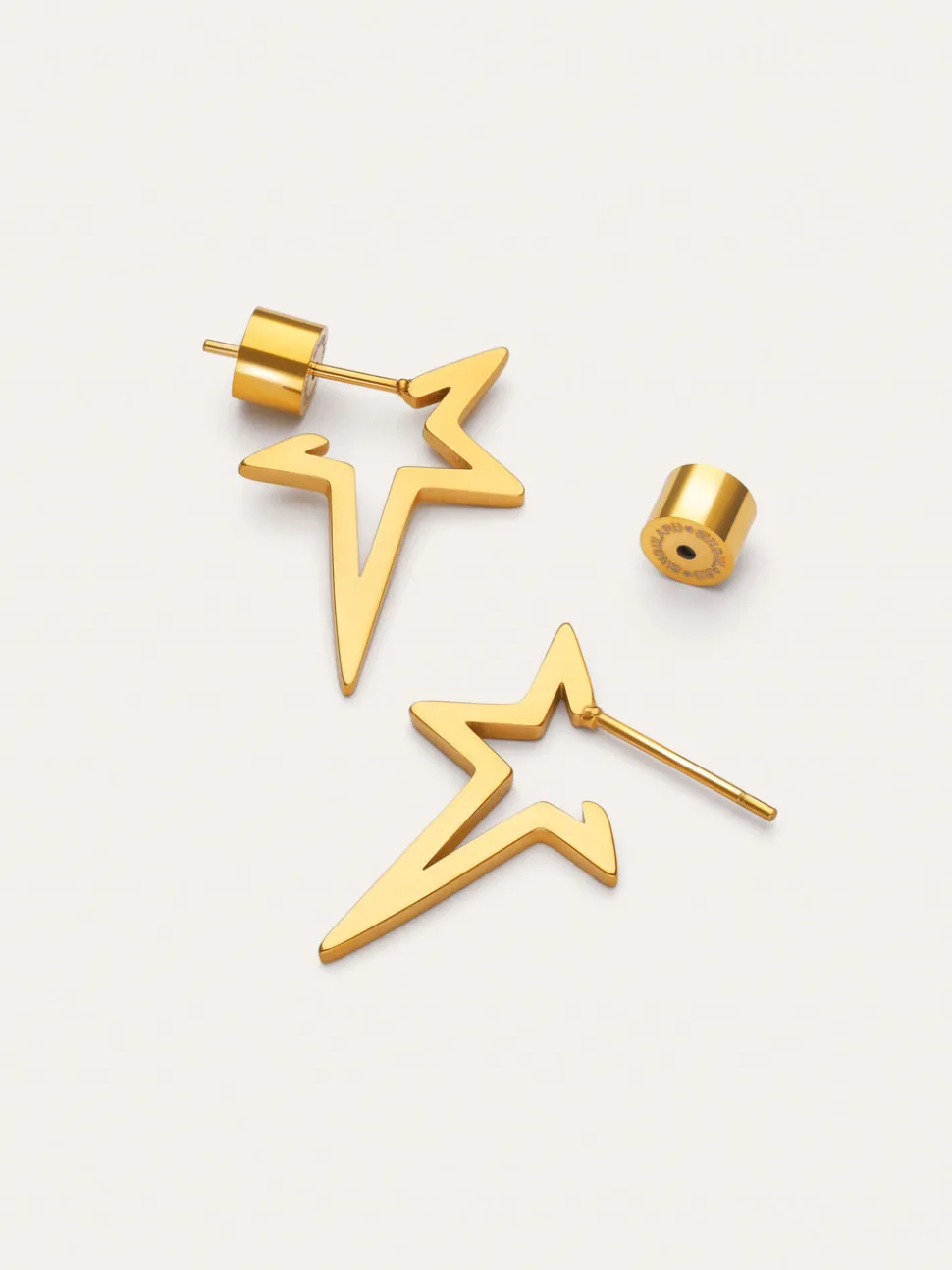 Pendientes Star Punk Acero Baño Oro