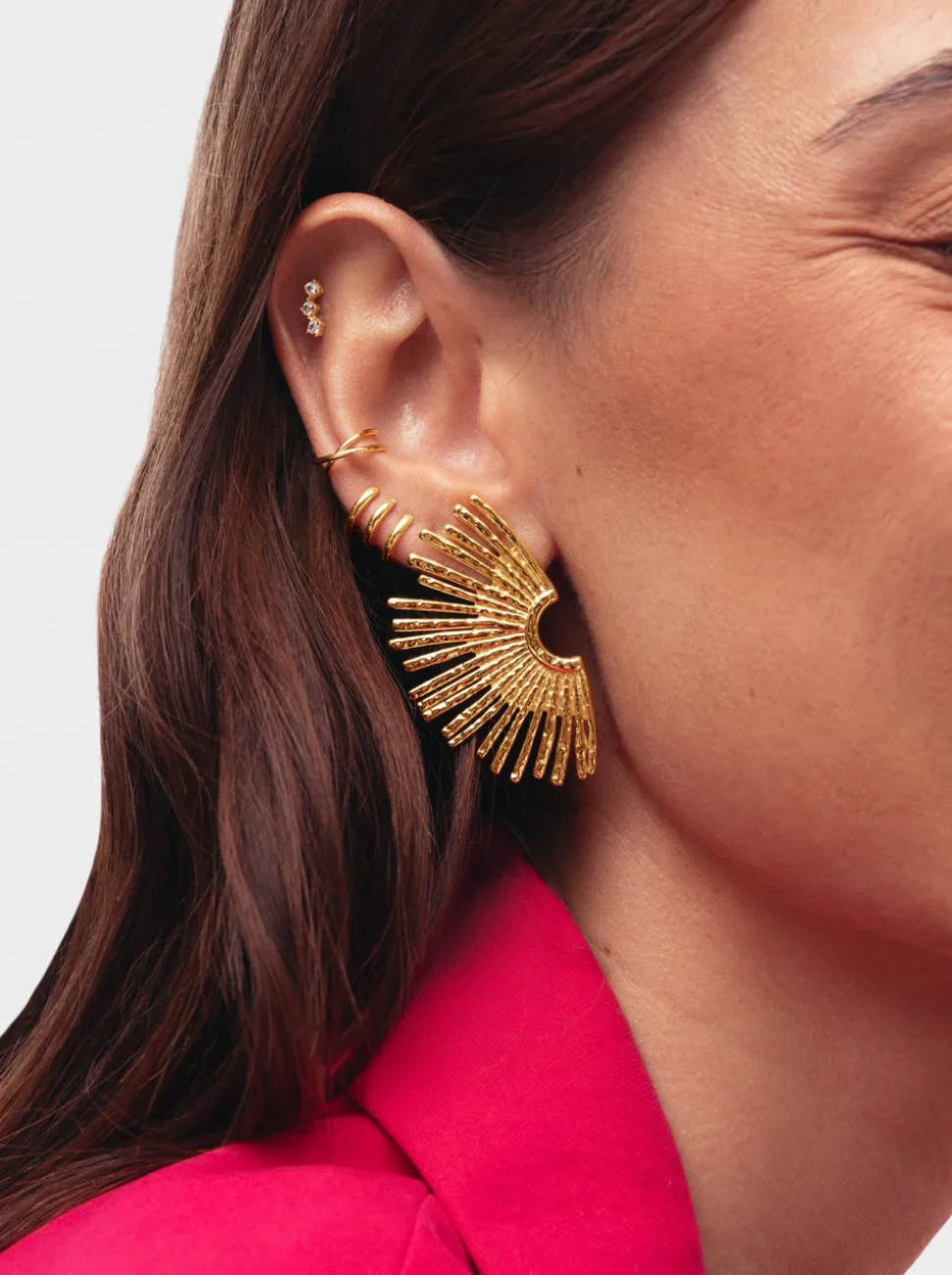 Pendientes Sunbeam Acero Baño Oro