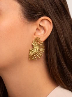Pendientes Sunbeam Acero Baño Oro