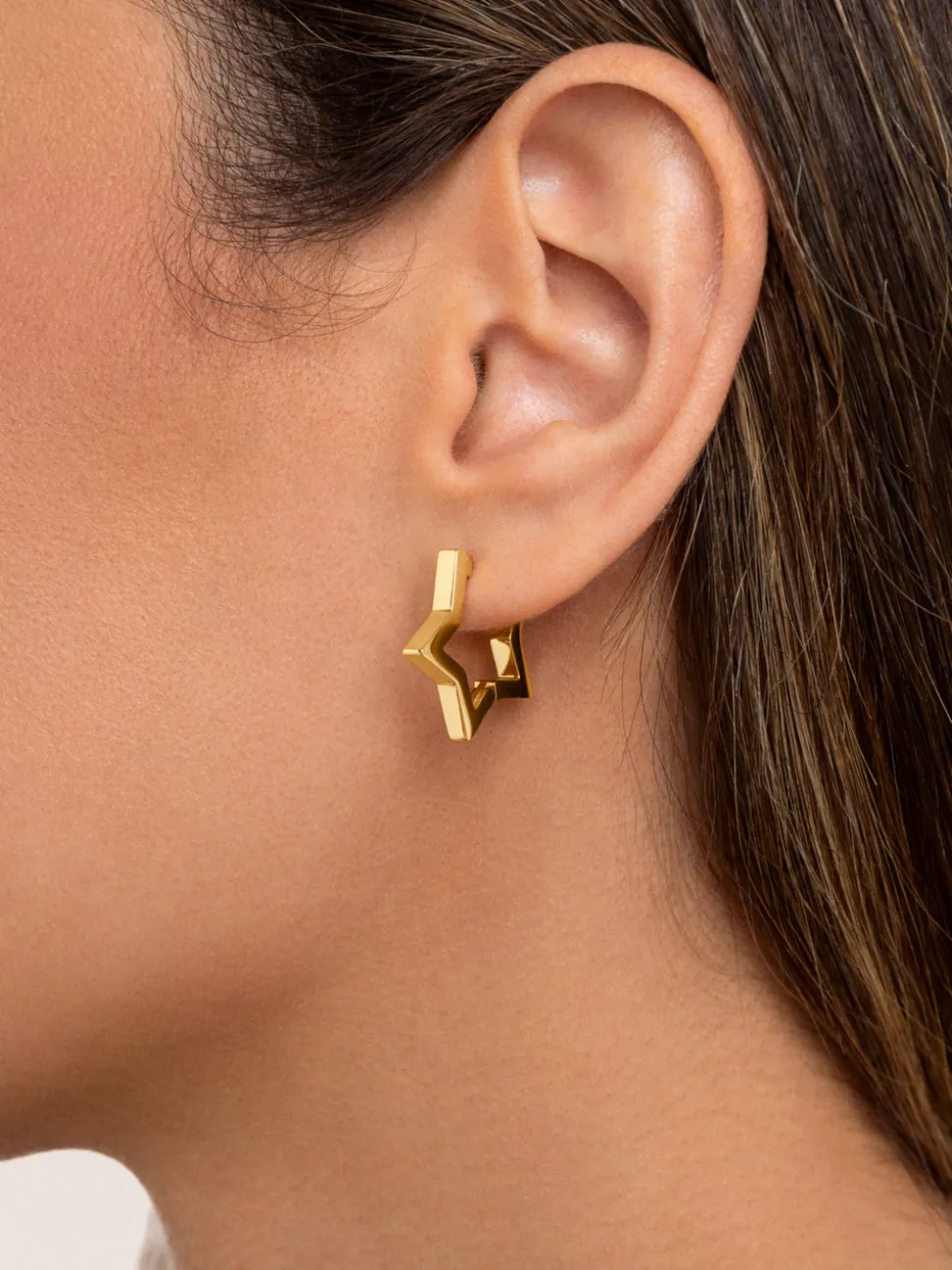 Pendientes Superstar Acero Baño Oro