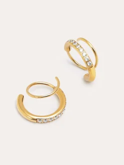 Pendientes Swirl Acero Baño Oro