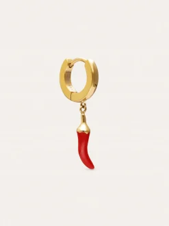 Pendiente Suelto Aro Chili Enamel Acero Baño Oro