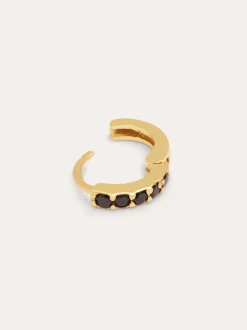 Pendiente Suelto Aro Cleo M Black Baño Oro