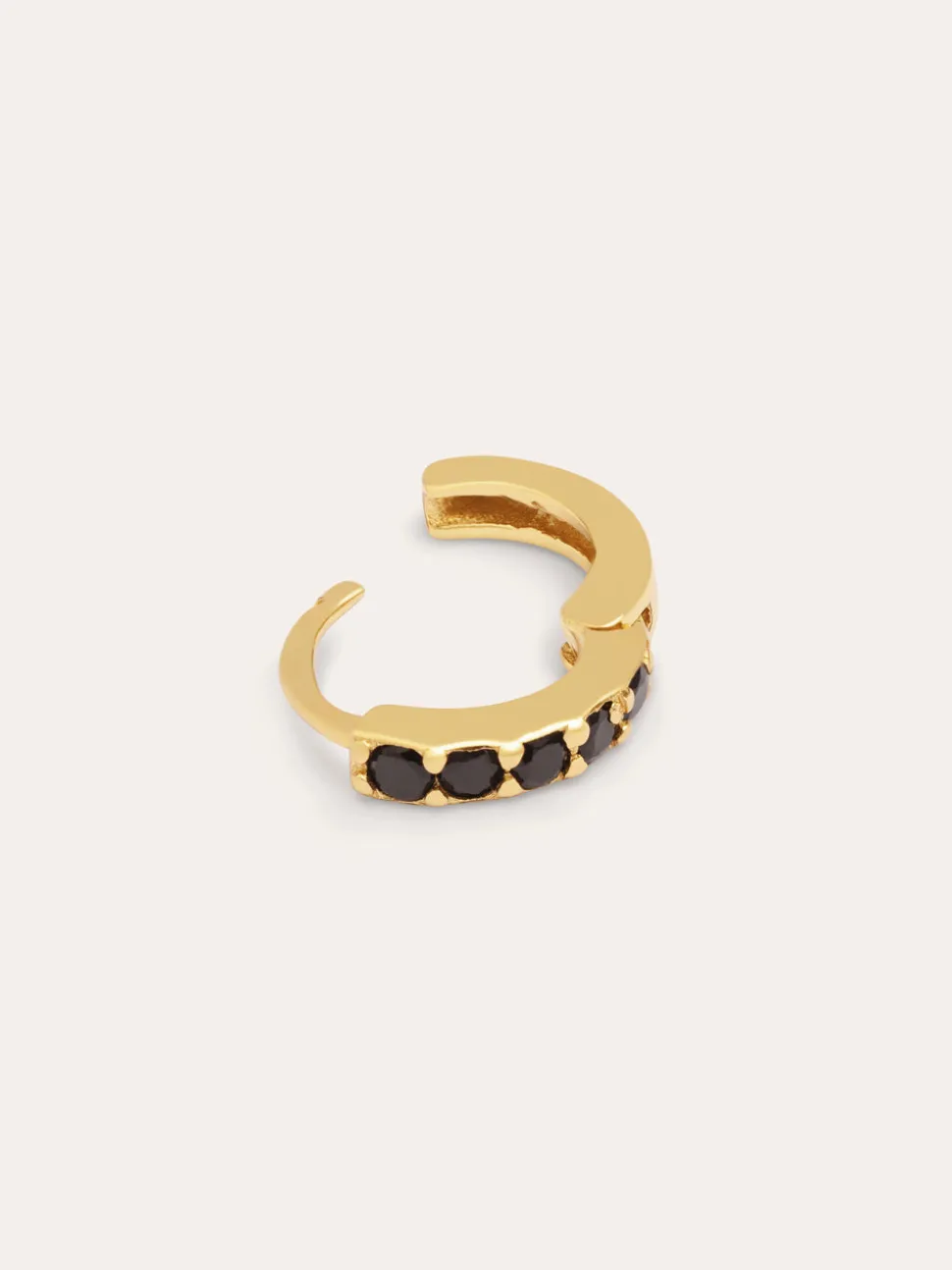 Pendiente Suelto Aro Cleo M Black Baño Oro
