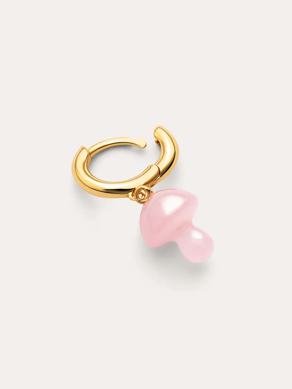 Pendiente Suelto Aro Seta Rosa Baño Oro