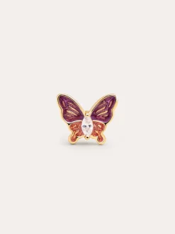 Pendiente Suelto Butterfly Rose Baño Oro