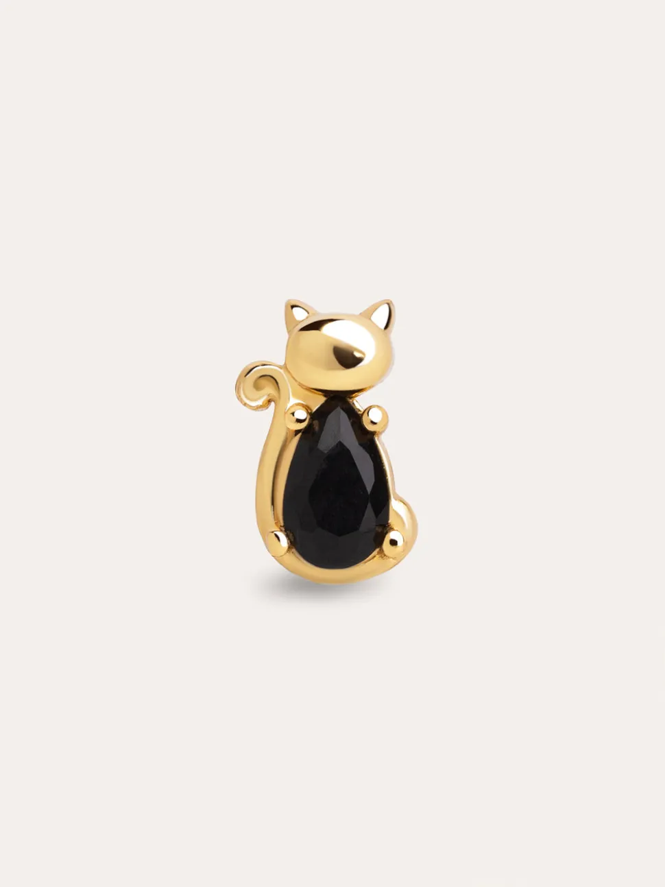 Pendiente Suelto Cat Black Baño Oro
