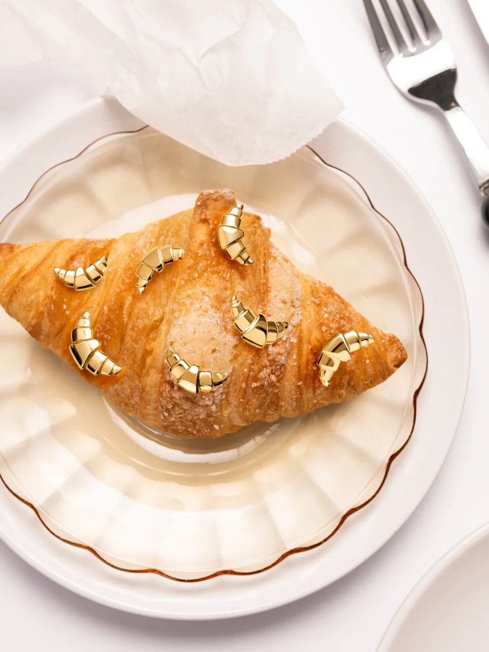 Pendiente Suelto Croissant Baño Oro