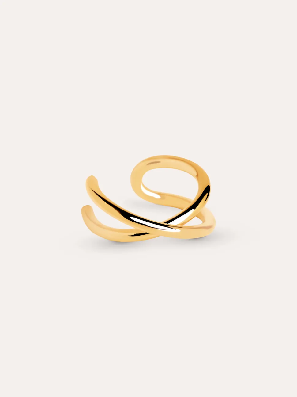 Pendiente Suelto Ear Cuff Cross Plata Baño Oro