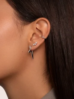 Pendiente Suelto Ear Cuff Cross Plata