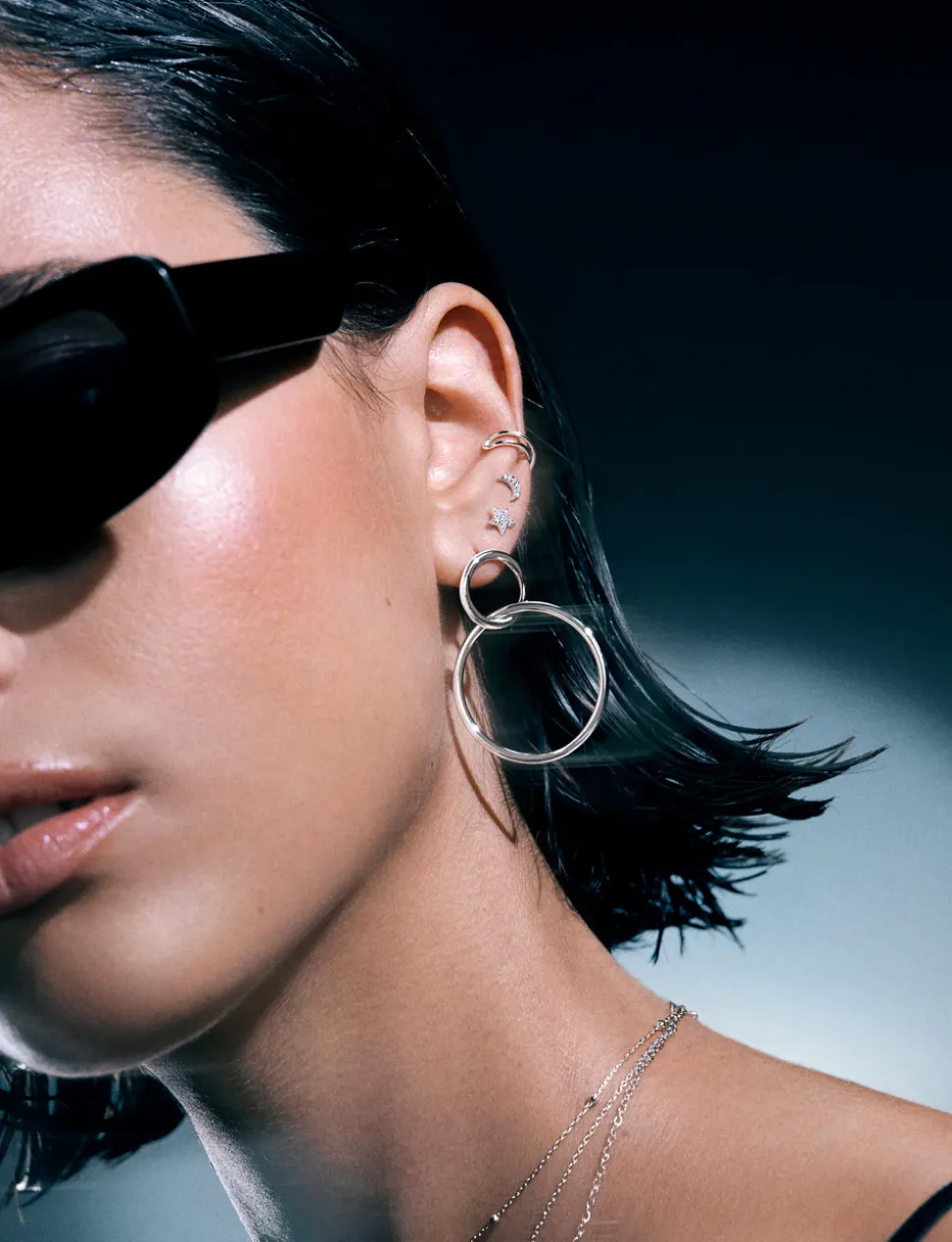 Pendiente Suelto Ear Cuff Cross Plata