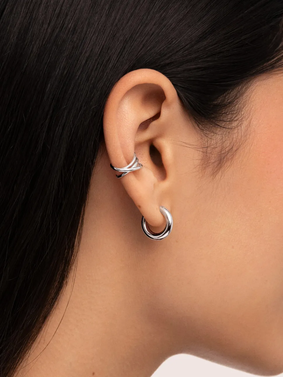 Pendiente Suelto Ear Cuff Triple Cross