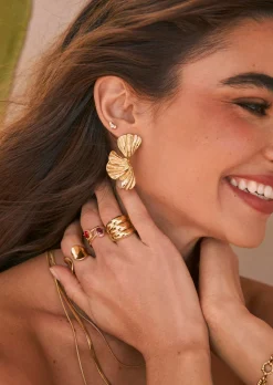 Pendiente Suelto Freesia Spark Plata Baño Oro