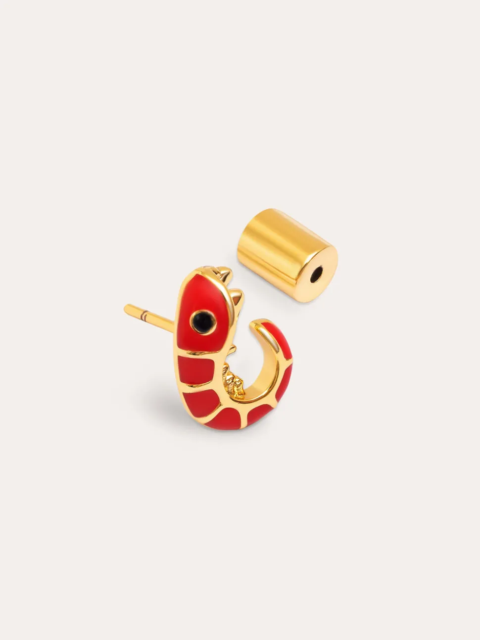 Pendiente Suelto Prawn Enamel Baño Oro