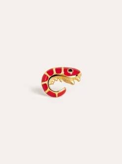 Pendiente Suelto Prawn Enamel Baño Oro