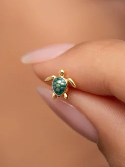 Pendiente Suelto Tortuga Baño Oro