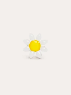 Pendiente Suelto White Daisy May Acero Baño Oro