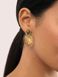 Pendientes Verde Catalina Acero Baño Oro
