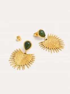Pendientes Verde Catalina Acero Baño Oro