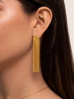 Pendientes Waterfall Acero Baño Oro