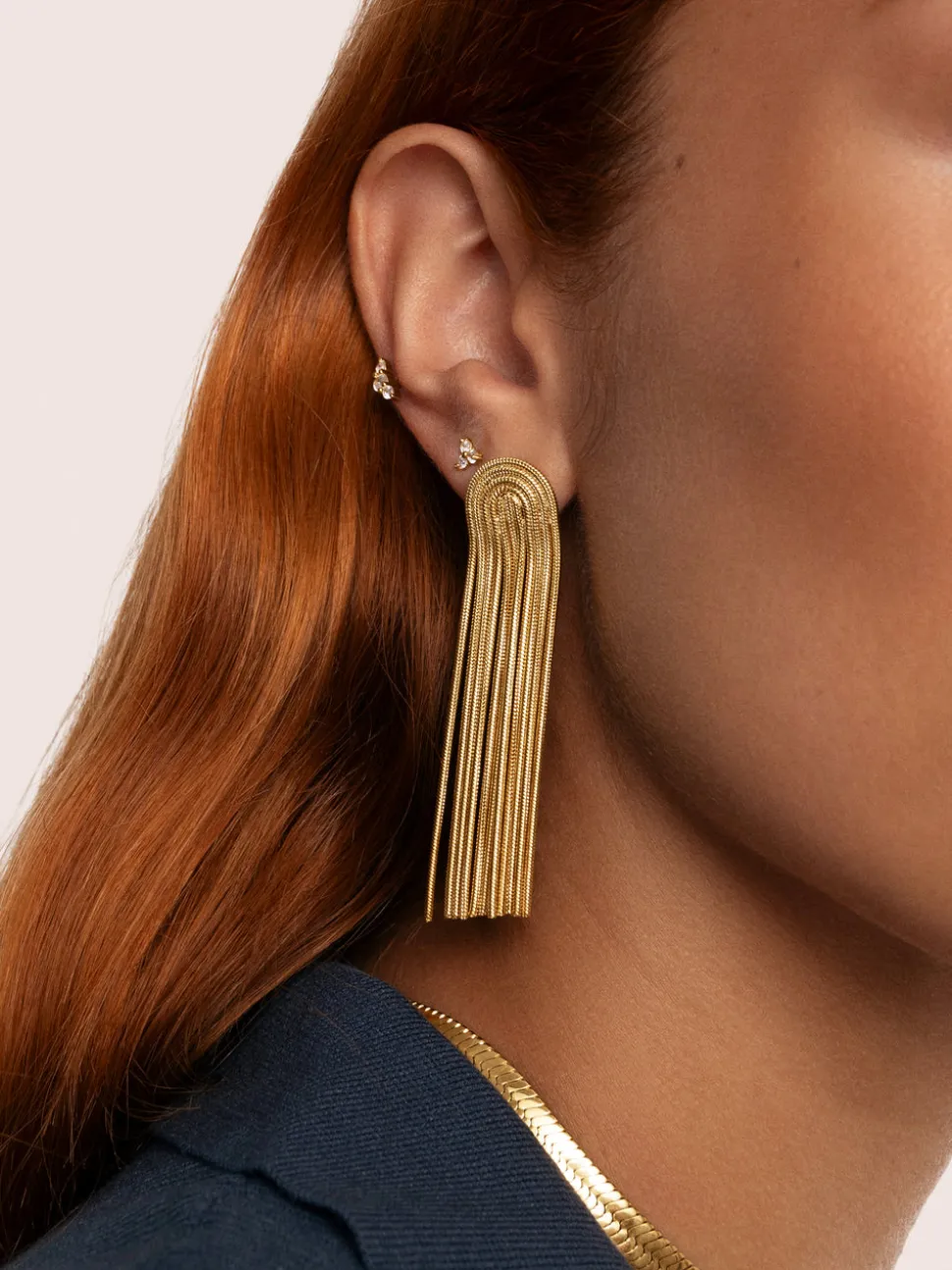 Pendientes Waterfall Acero Baño Oro