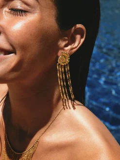 Pendientes Zafira Shells Acero Baño Oro