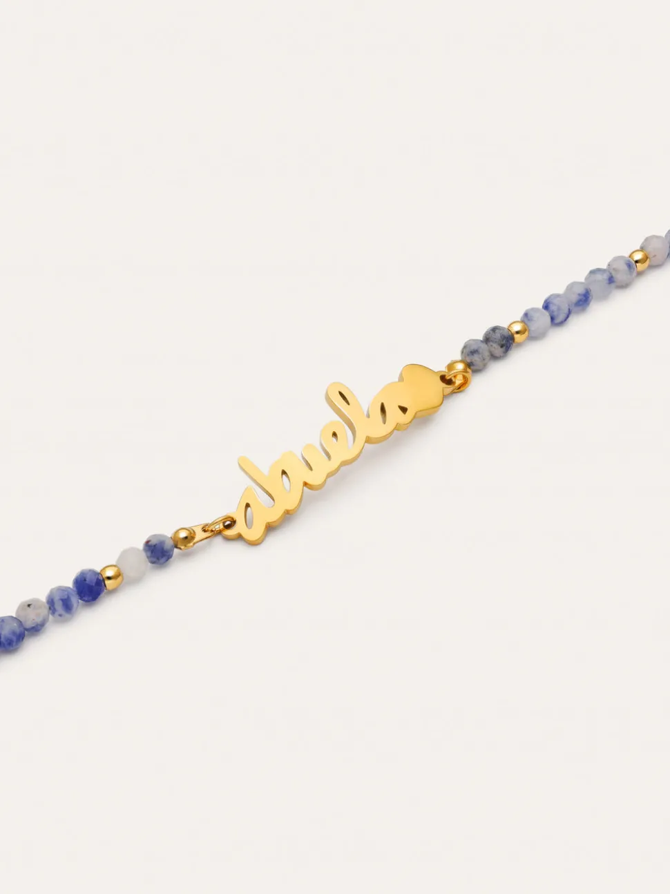 Pulsera Abuela Heart Cianita Acero Baño Oro