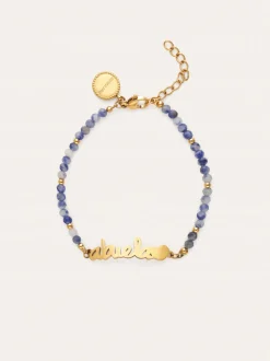 Pulsera Abuela Heart Cianita Acero Baño Oro