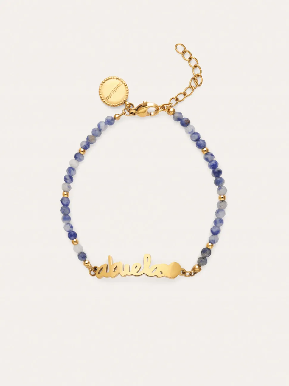 Pulsera Abuela Heart Cianita Acero Baño Oro